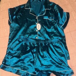 Luxurious Teal Satin Pajama Set